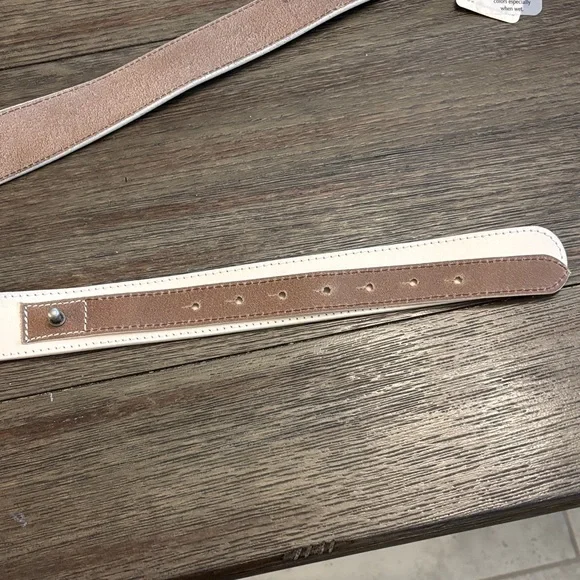 NWT Free People Cream Arlo Leather Hip Belt with Silver Buckle - Picture 6 of 11